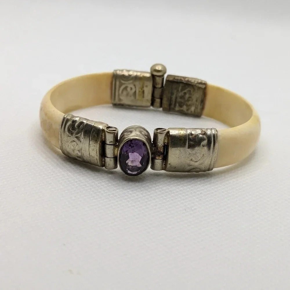 Amethyst  Bone bracelet